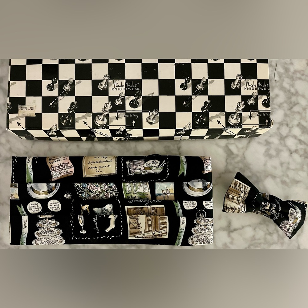 90s Vintage Wedding Cummerbund/Bowtie 
Nicole Miller Knightswear Collection